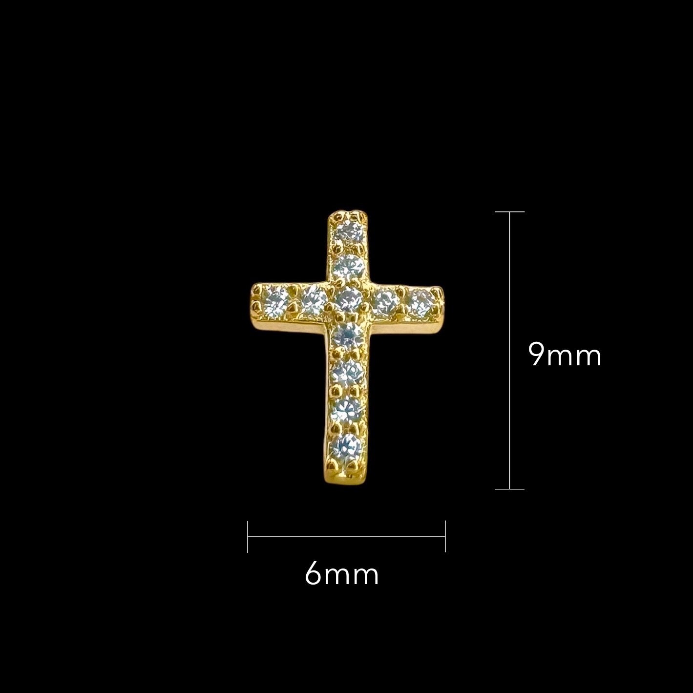 Icy Cross Stud Earrings Gold