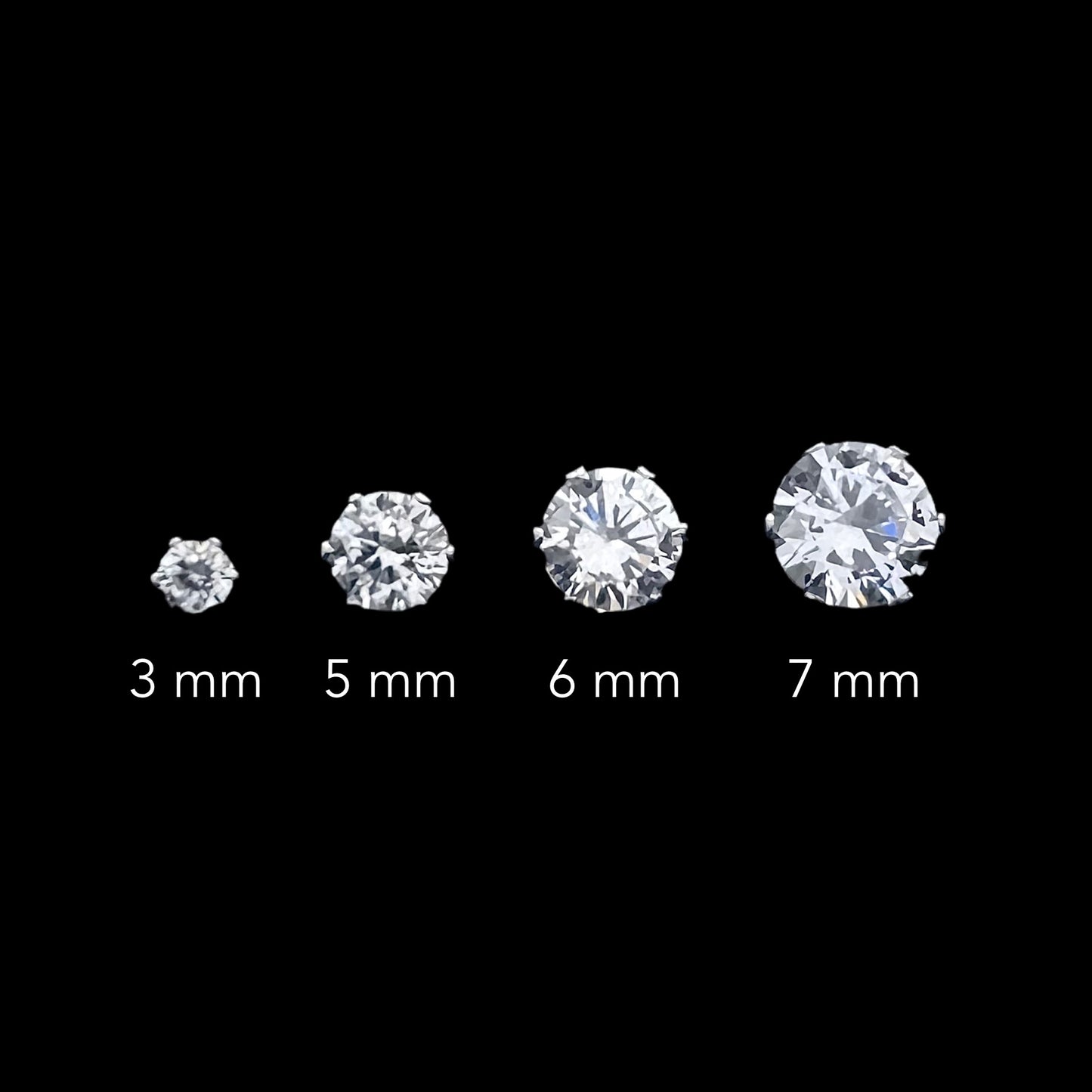 Round CZ Stud Earrings - Stainless Steel