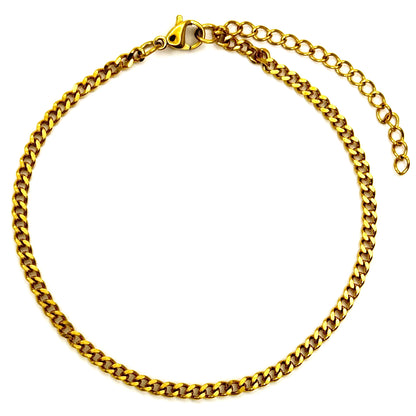 Cuban Link Chain Anklet - Gold