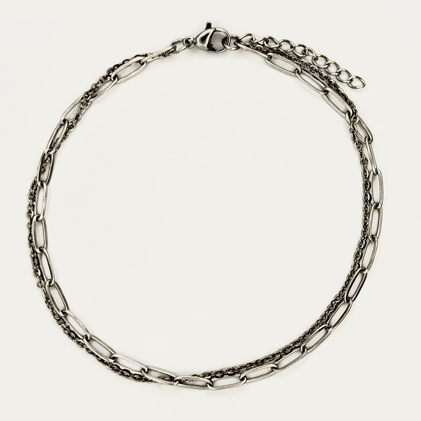 Loop and Paperclip Anklet - Stainless Steel