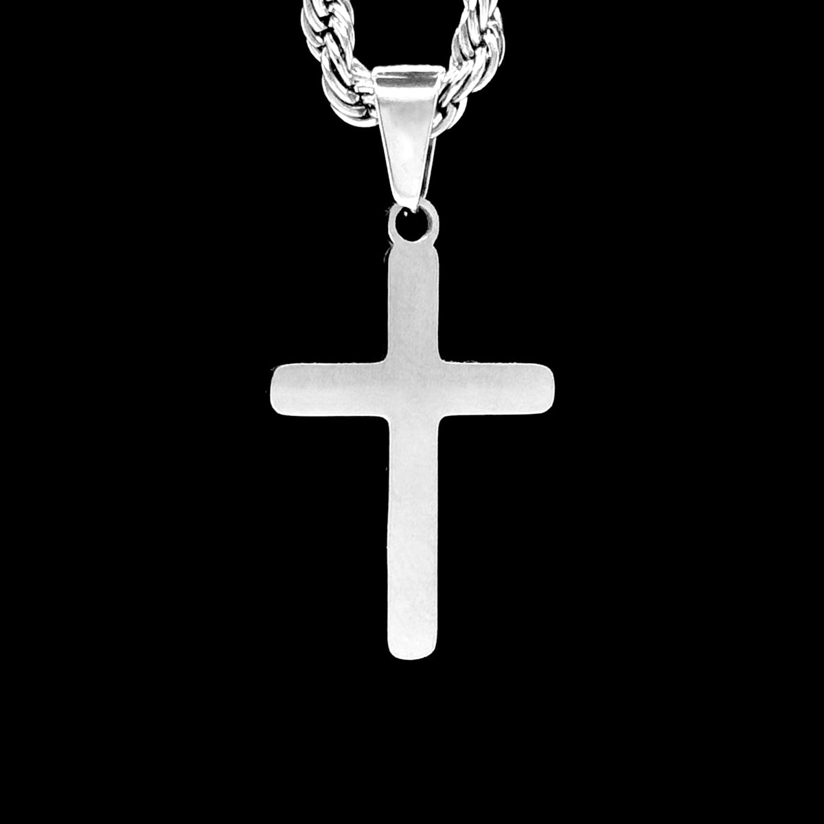 Ciondolo Uomo Croce In Acciaio Inox Con Zirconi – Argento Brillante – H&J Jewelry
